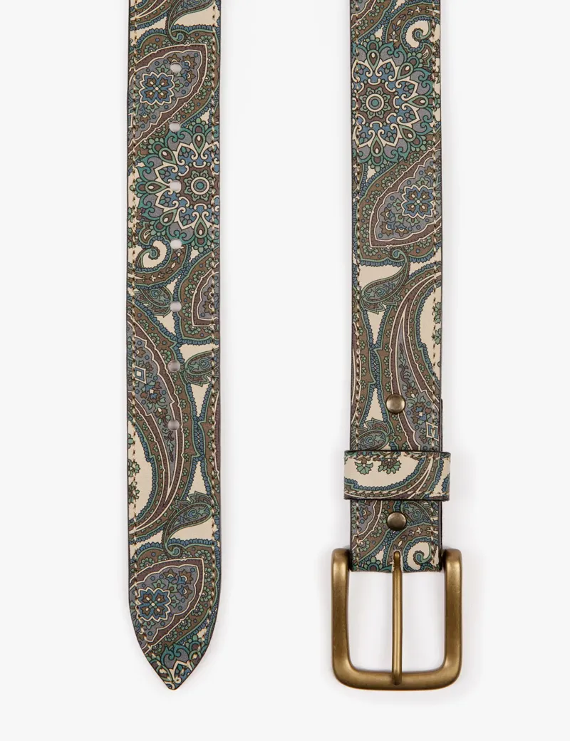 Penelope Chilvers Paisley Leather Belt - Blue-2