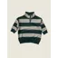 Sew Aneira Childs Striped 1/4 Zip Sweatshirt - Forest Green