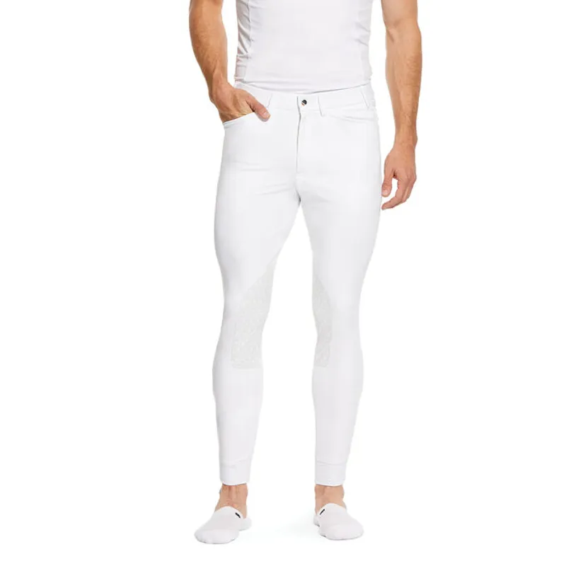 Ariat Tri Factor Grip Knee Patch Mens Breech - White