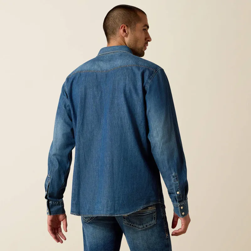 Ariat Mens Denim Retro Long Sleeve Shirt - Stone-2
