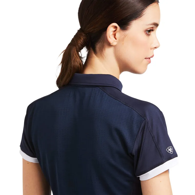 Ariat Bandera 1/4 Zip Ladies Polo - Navy-3