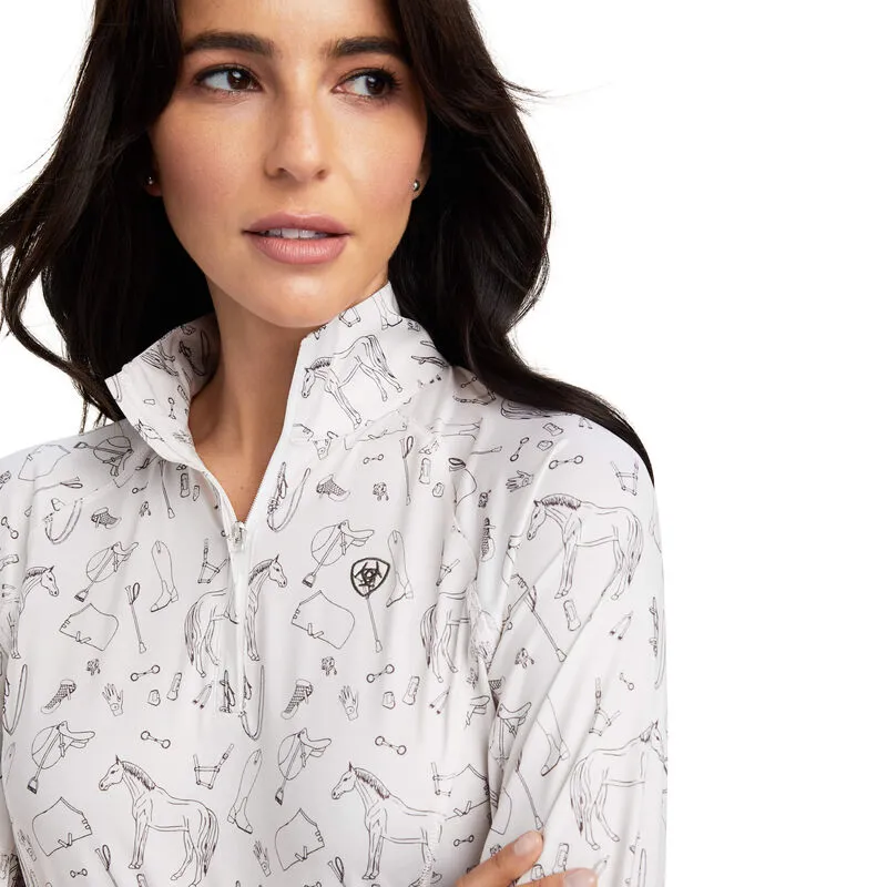 Ariat Lowell 2.0 1/4 Zip- Sea Salt Tack Print-3