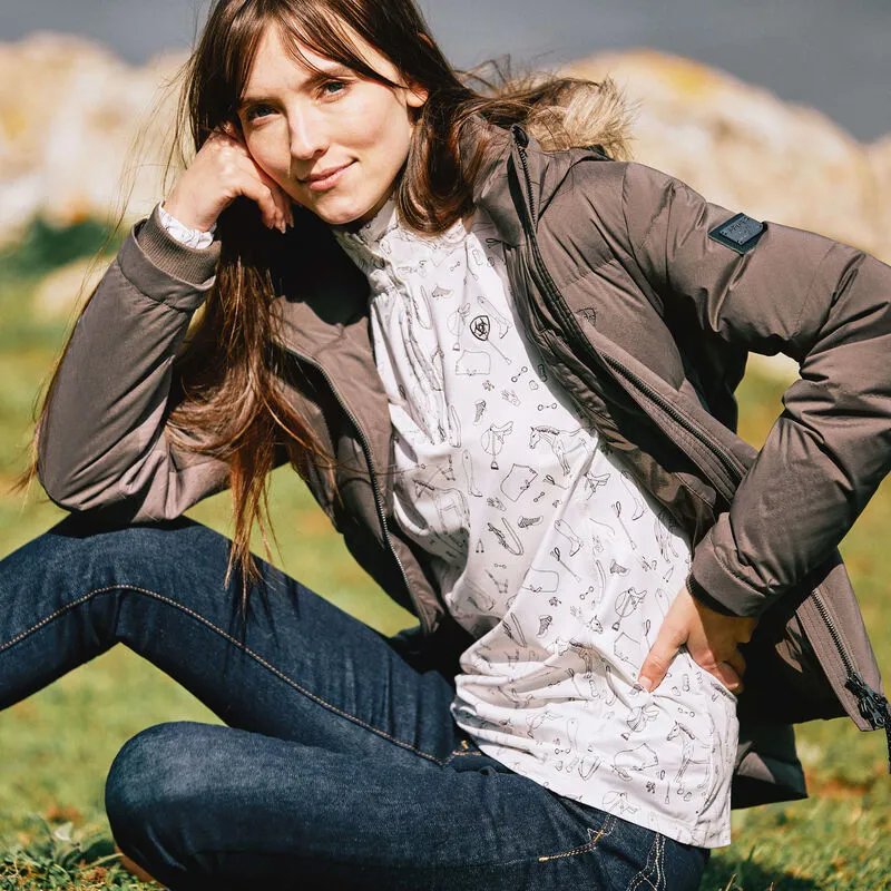 Ariat Lowell 2.0 1/4 Zip- Sea Salt Tack Print-4