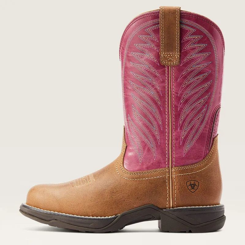 Ariat Ladies Anthem Round Toe II - Distressed Natural/Rosebud-1
