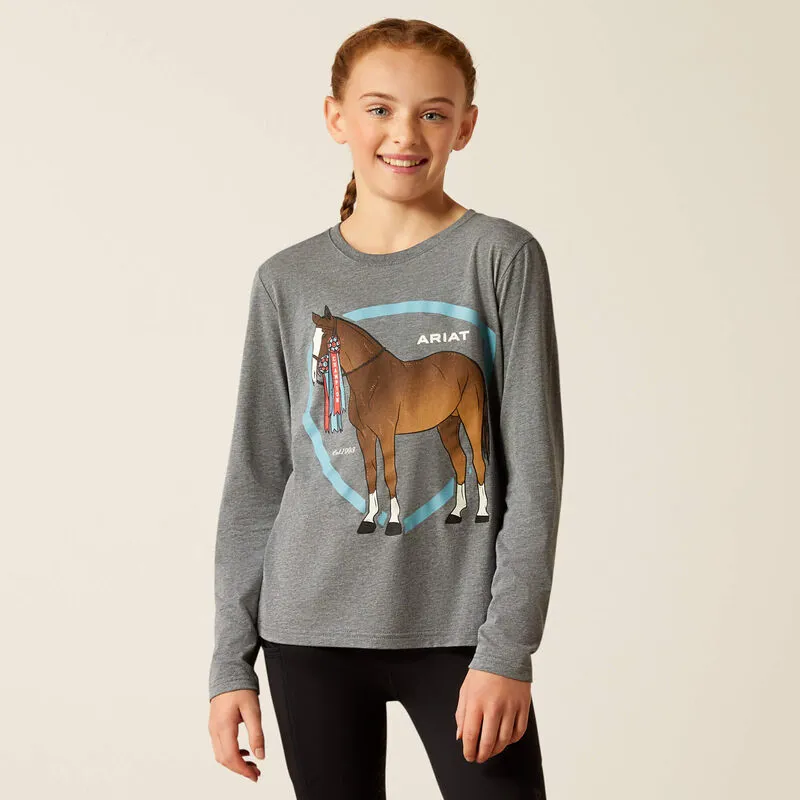 Ariat Youth Champion Pony LS T-Shirt - Heather Grey