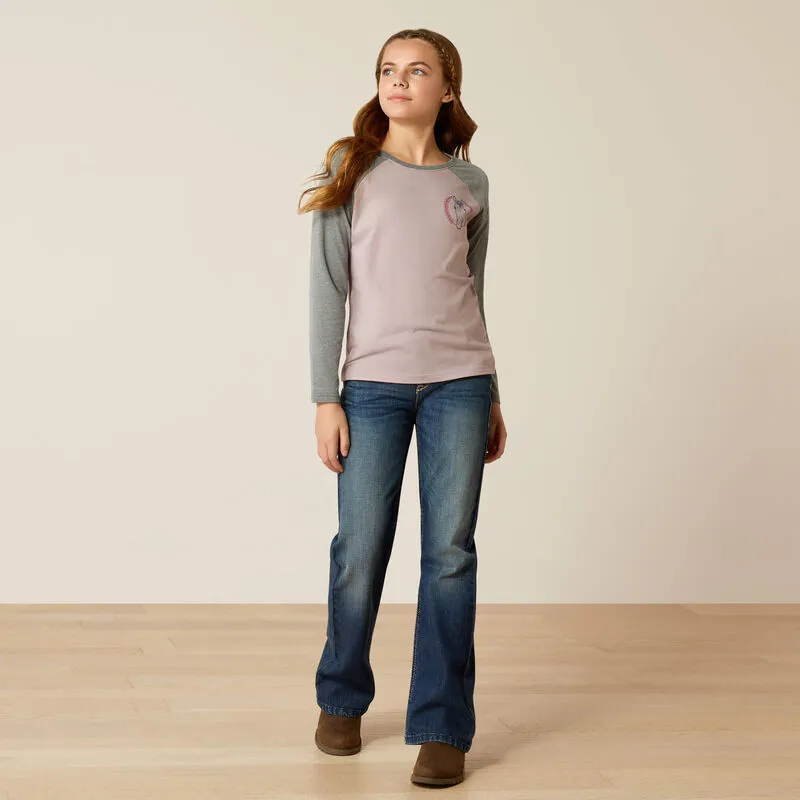 Ariat Youth Heart Star T-Shirt - Purple Dove/Heather Grey-2