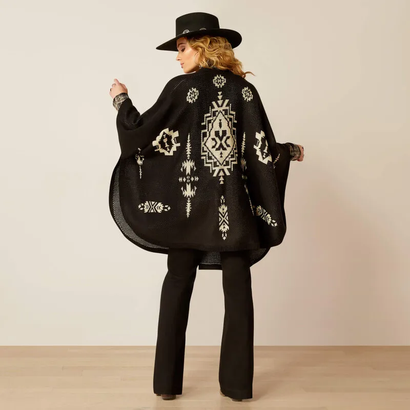 Ariat Ladies Delta Poncho - Black/Summer Sand-1