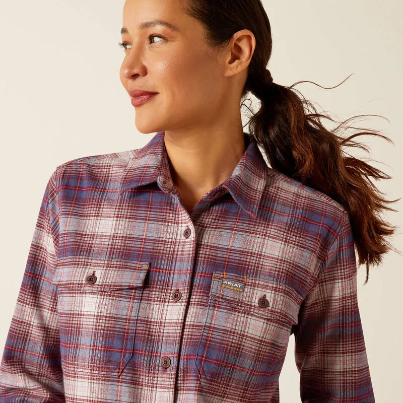 Ariat Ladies Rebar Flannel Durastretch Work Shirt - Pearl Grey-1