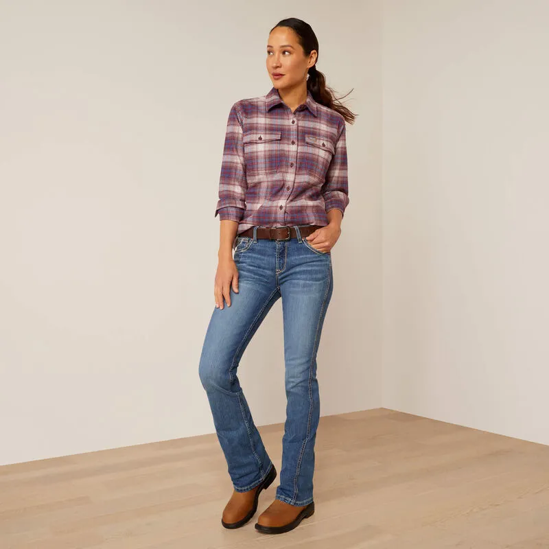 Ariat Ladies Rebar Flannel Durastretch Work Shirt - Pearl Grey