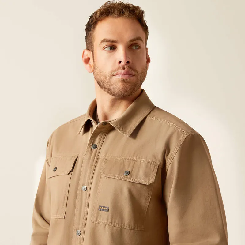 Ariat Gents Rebar Canvas Shirt Jacket - Khaki -2