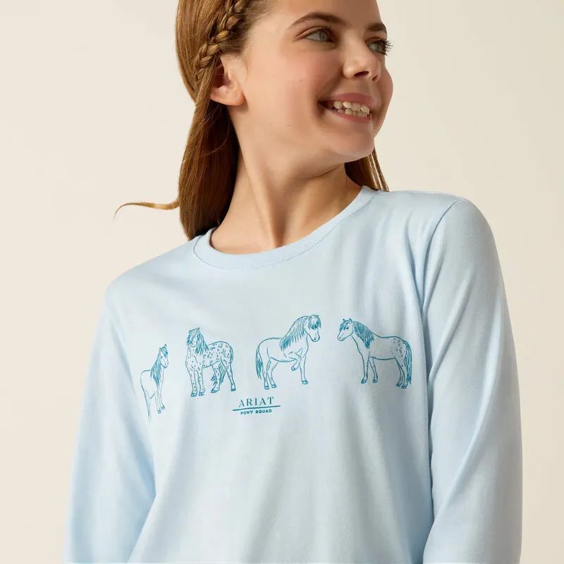 Ariat Youth Pony Squad LS T-Shirt - Cerulean Heather-3