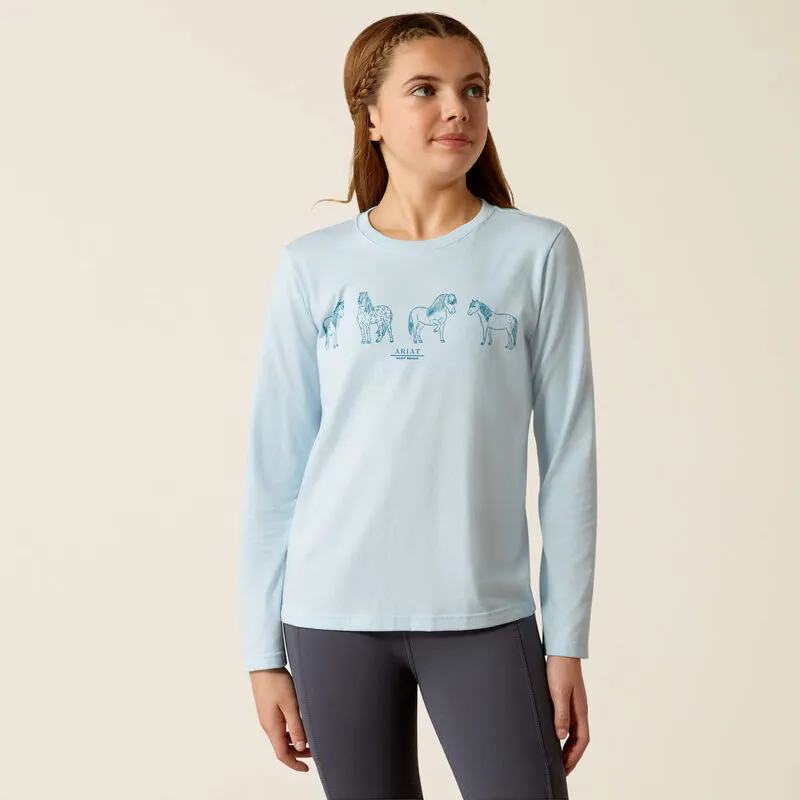 Ariat Youth Pony Squad LS T-Shirt - Cerulean Heather