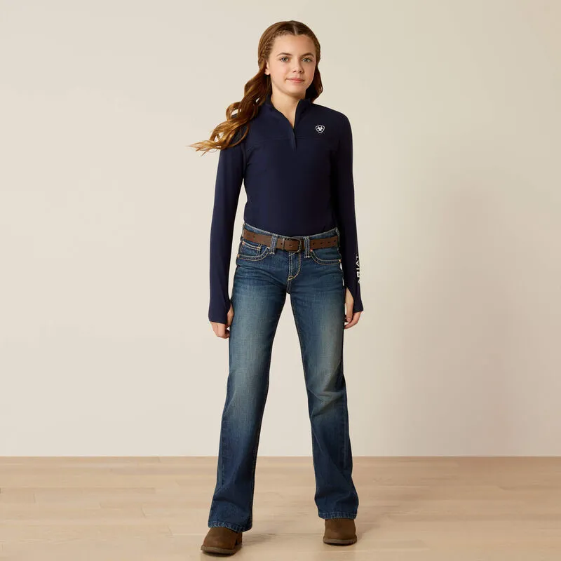 Ariat Youth Lowell 3.0 1/4 Zip Baselayer - Navy-2