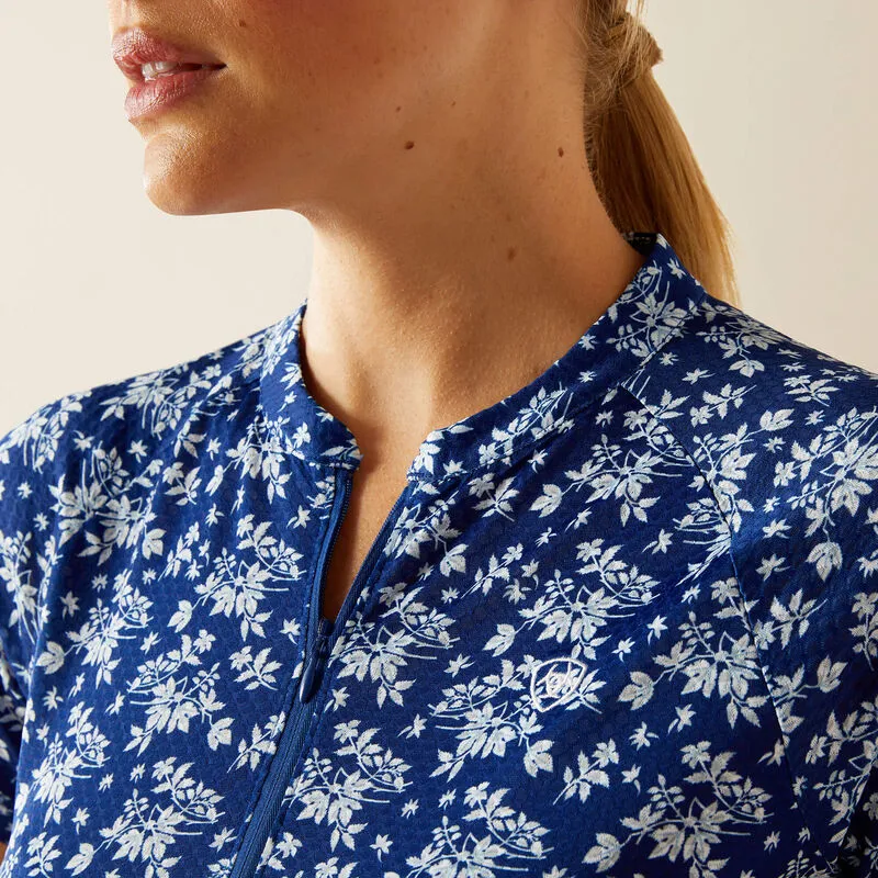 Ariat Ladies Labyrinth 1/4 Zip Baselayer - Sodalite Floral-3