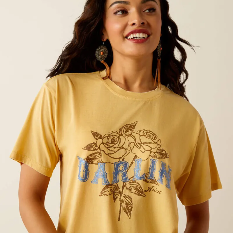Ariat Ladies Darlin Rose T-Shirt - Rattan-1