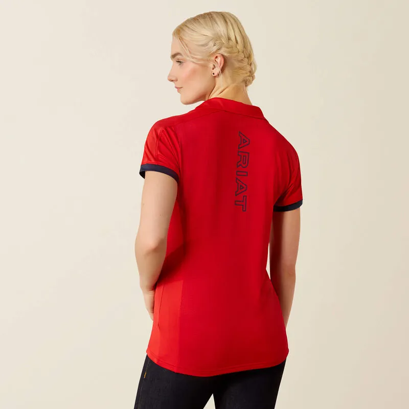 Ariat Ladies Bandera Team 1/4 Zip Polo - Weg Red-3