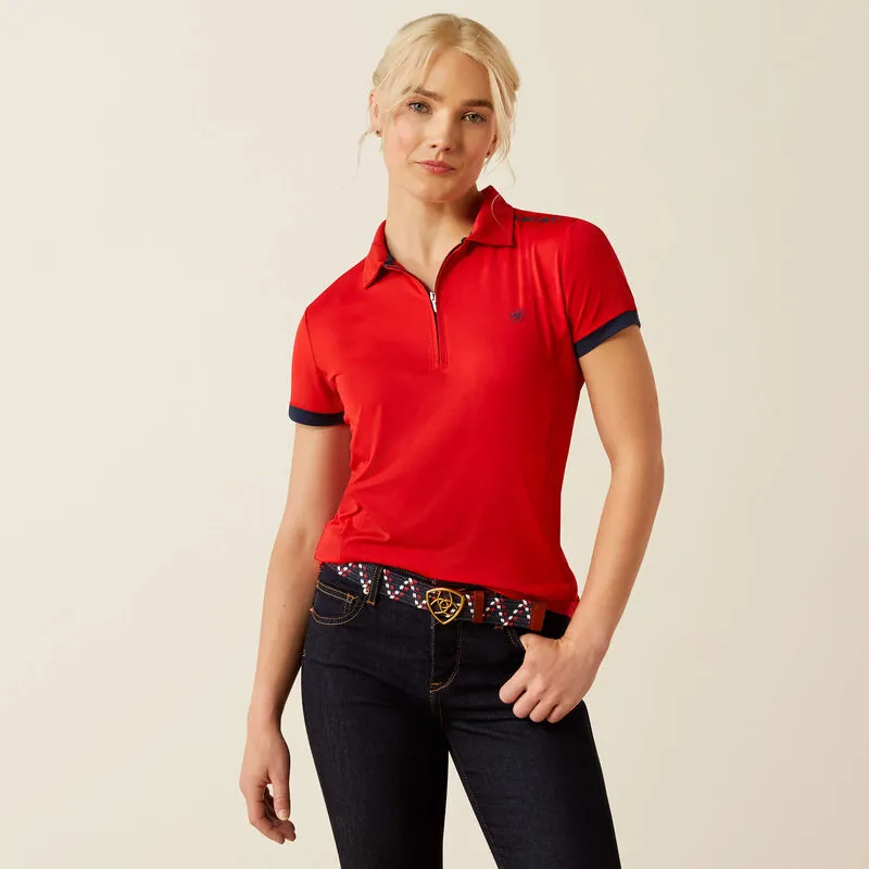 Ariat Ladies Bandera Team 1/4 Zip Polo - Weg Red