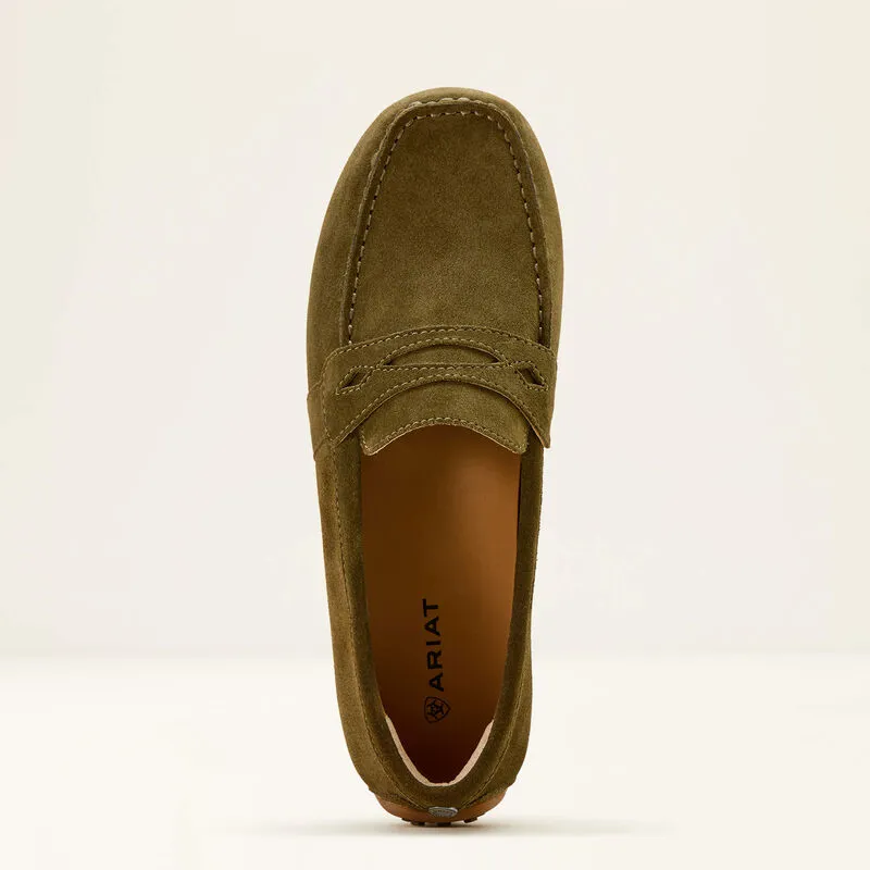 Ariat Ladies Selene Driving Moc - Dark Olive Suede-1