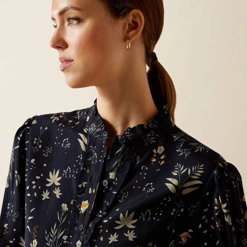 Ariat Ladies Cricklade Blouse - Navy Floral Print-2