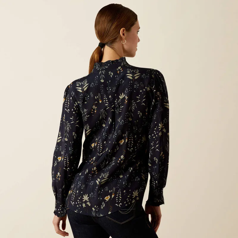 Ariat Ladies Cricklade Blouse - Navy Floral Print-1