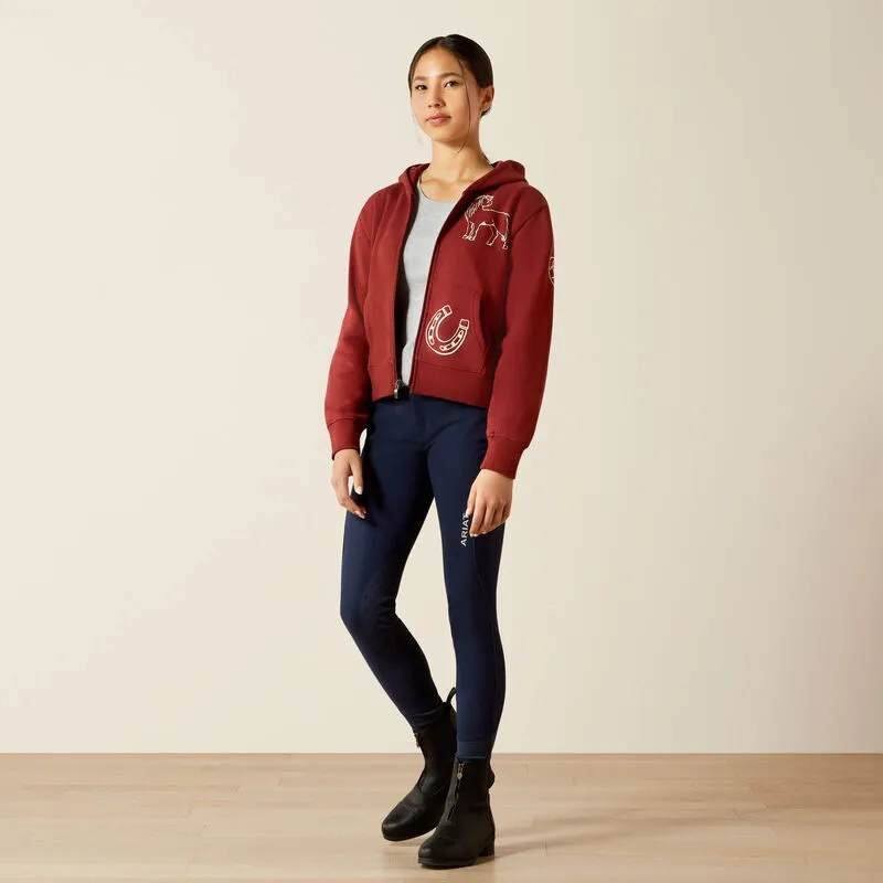 Ariat Youth Spiffy Full Zip Sweatshirt - Madder Brown-2