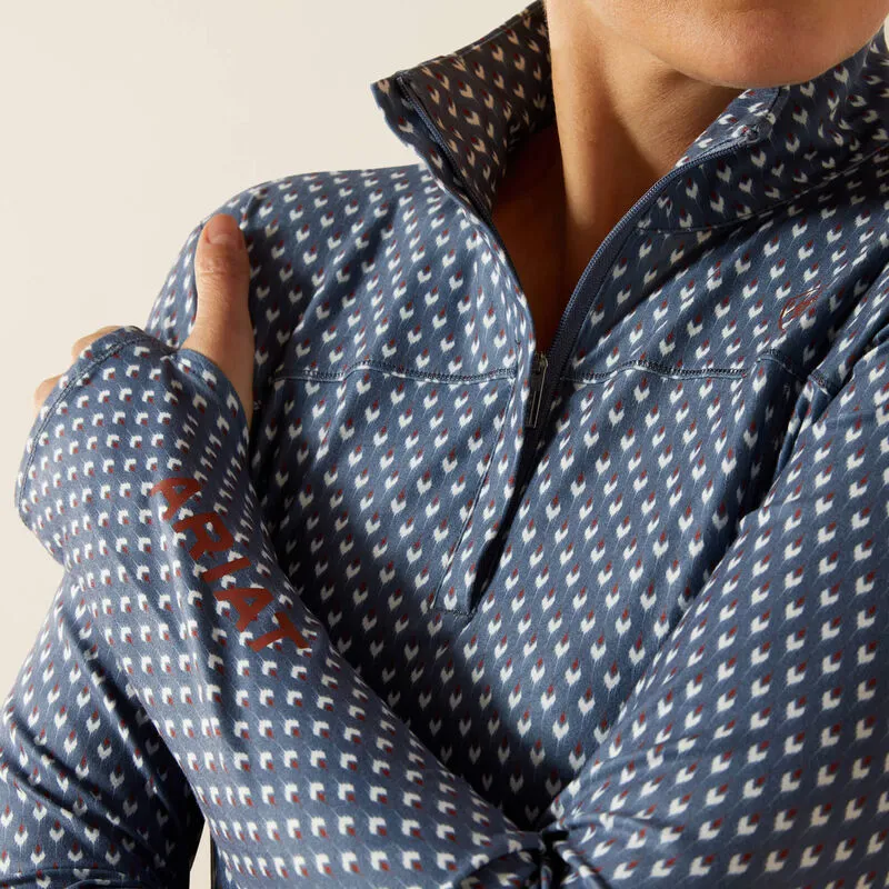 Ariat Ladies Lowell 3.0 1/4 Zip Baselayer - China Blue Arrows-3