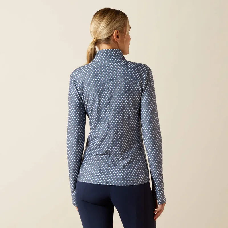 Ariat Ladies Lowell 3.0 1/4 Zip Baselayer - China Blue Arrows-1