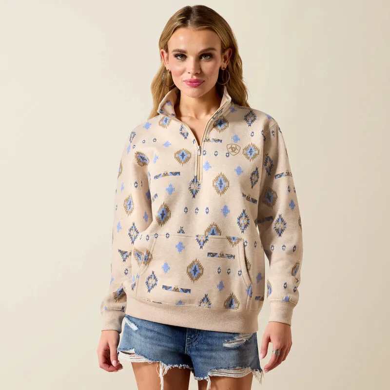 Ariat Sapphire 1/2 Zip Sweatshirt - Oatmeal Heather-3