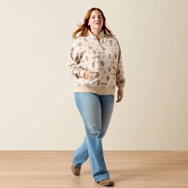 Ariat Sapphire 1/2 Zip Sweatshirt - Oatmeal Heather-2