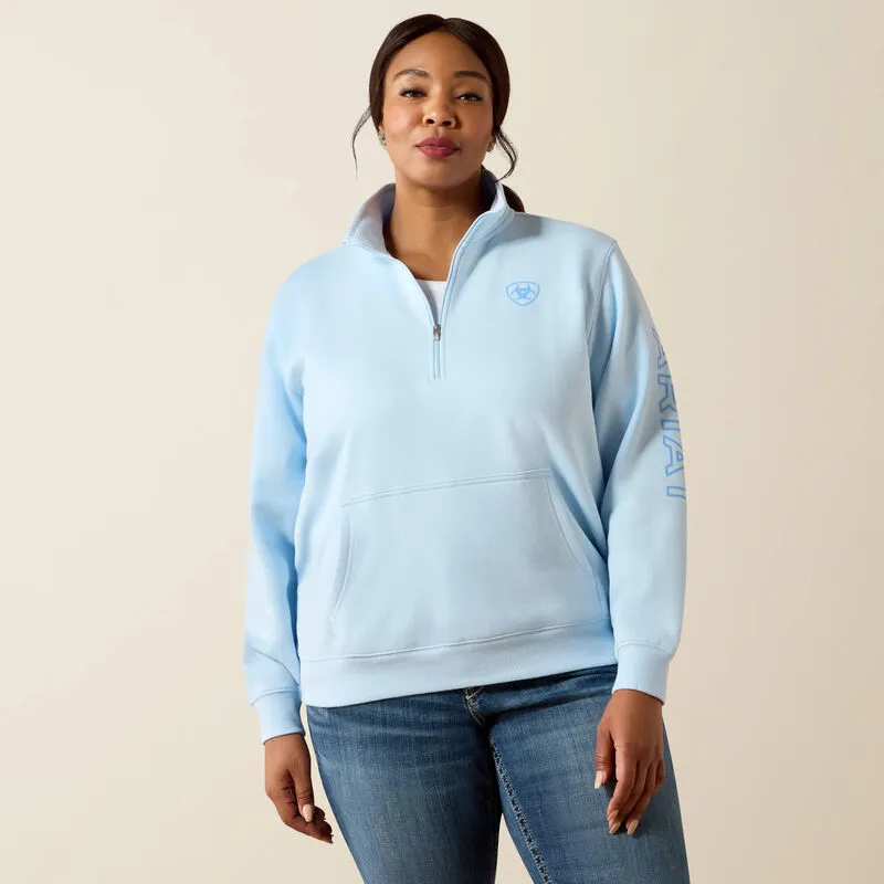 Ariat Foundation Logo 1/2 Zip Sweatshirt - Nantucket Breeze-3