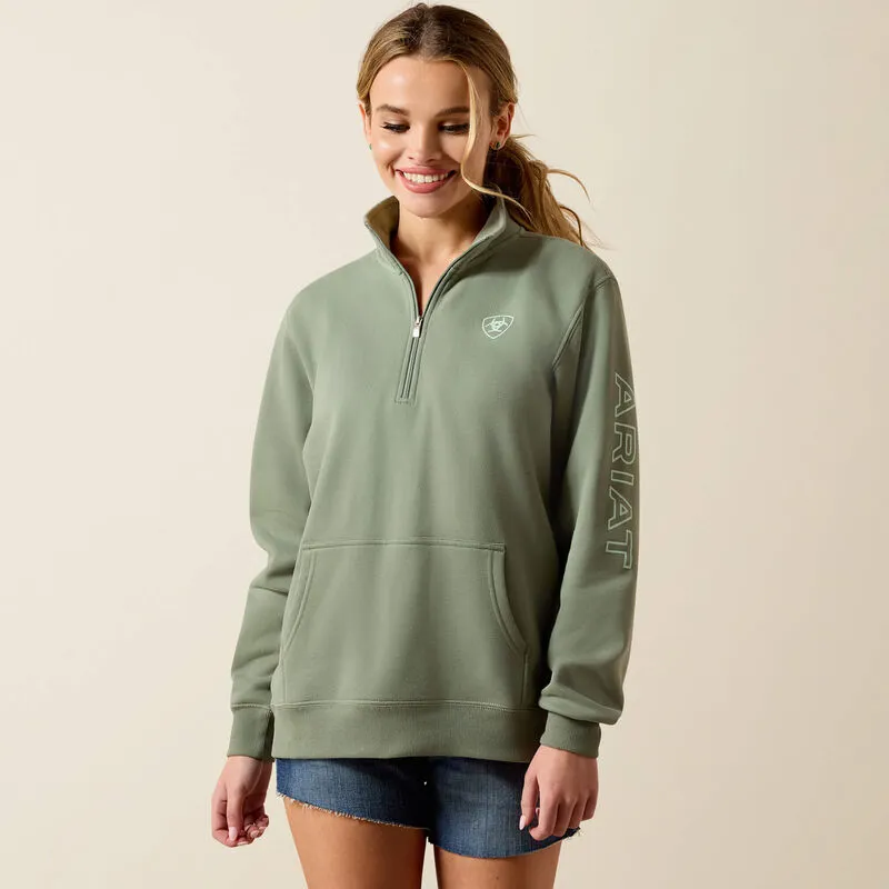 Ariat Foundation Logo 1/2 Zip Sweatshirt - Sea Spray-3