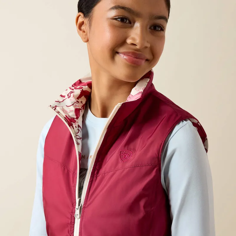 Ariat Youth Bella Reversible Insulated Vest - Vanilla Ice Horsin' Around -4