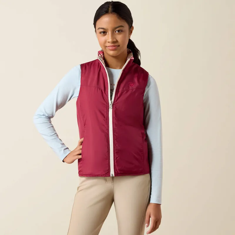 Ariat Youth Bella Reversible Insulated Vest - Vanilla Ice Horsin' Around -1