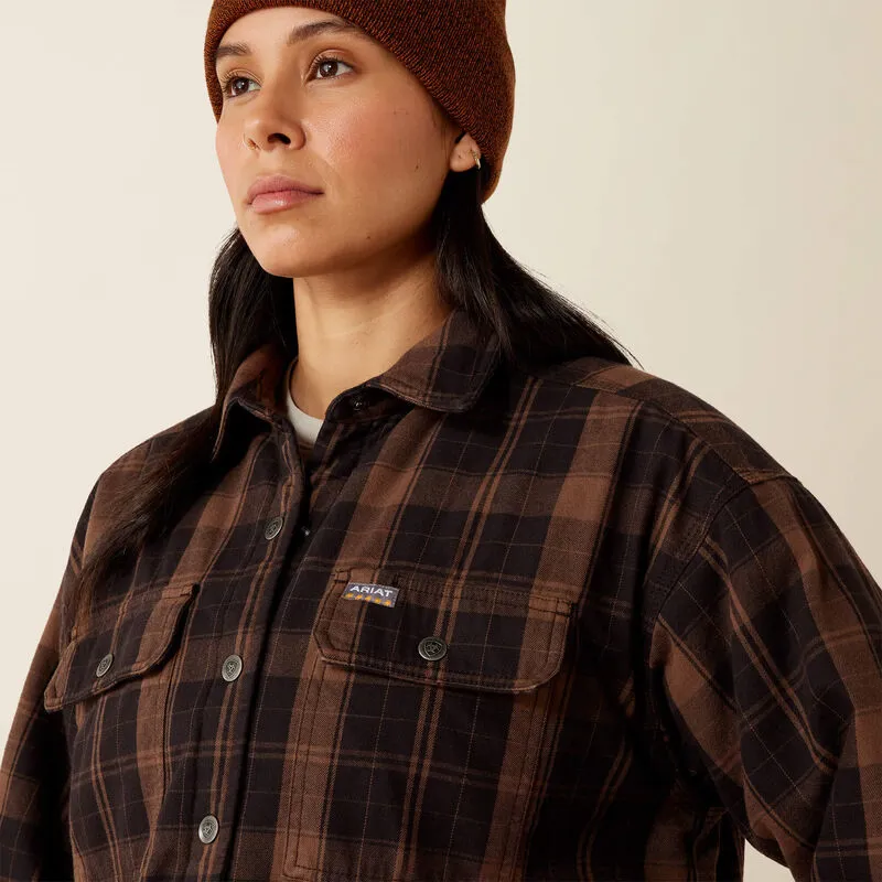 Ariat Ladies Rebar Flannel Insulated Shirt Jacket - Rain Drum-3