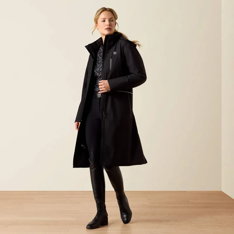 Ariat Ladies Long Rider Waterproof Coat - Black-2