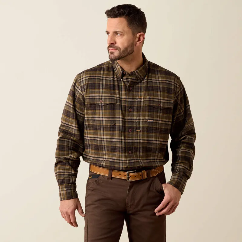 Ariat Men's Rebar Flannel Durastretch Work Shirt - Earth