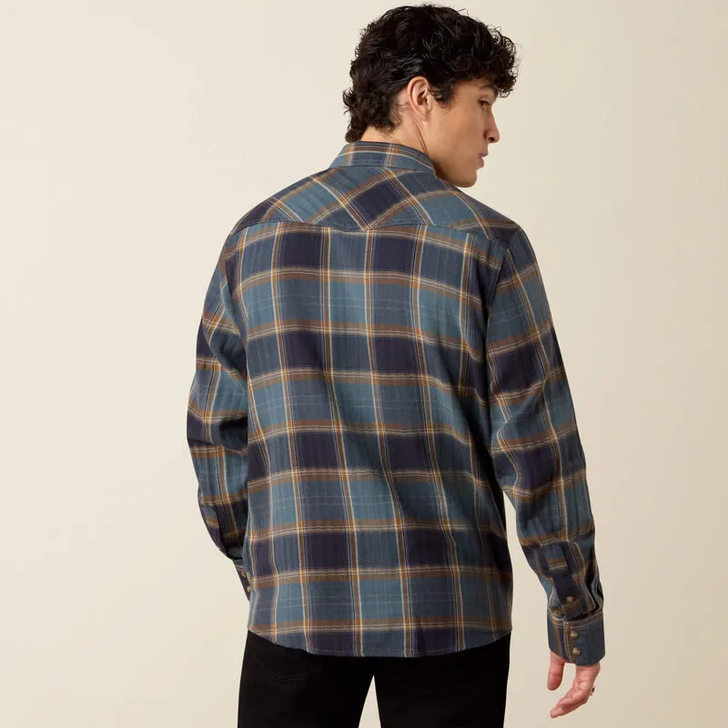 Ariat Retro Harbert Fitted Long Sleeve Snap Shirt - Inkwell Plaid-1