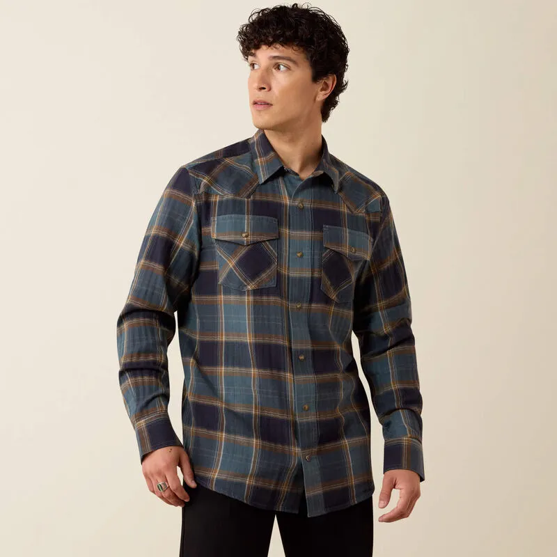 Ariat Retro Harbert Fitted Long Sleeve Snap Shirt - Inkwell Plaid