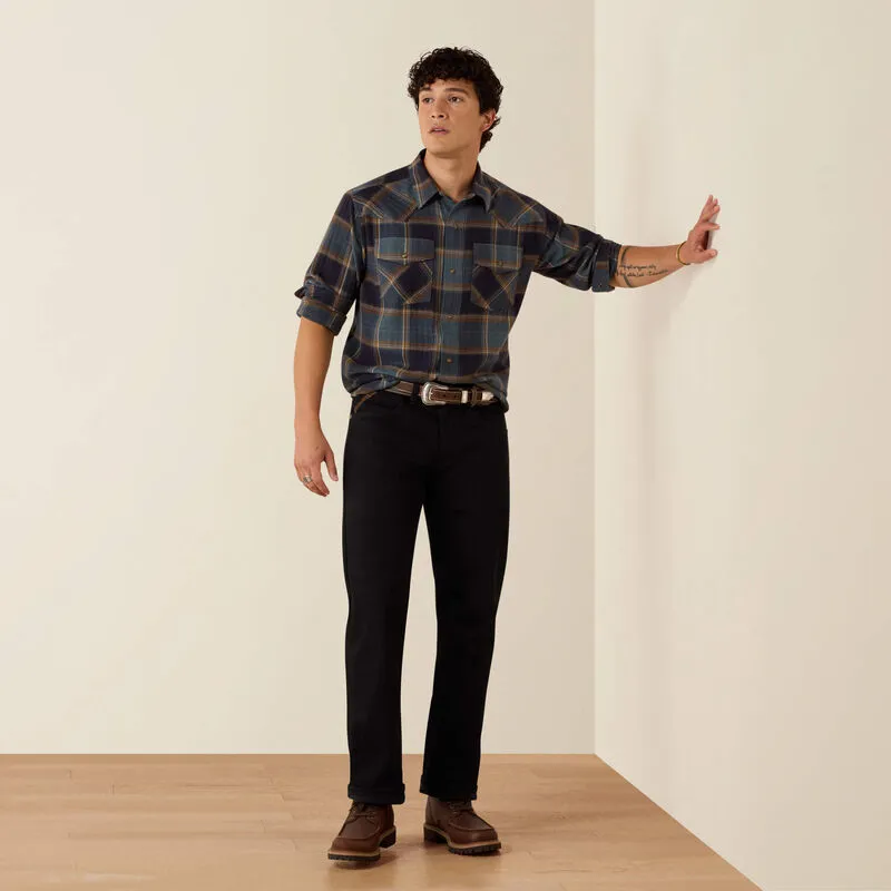 Ariat Retro Harbert Fitted Long Sleeve Snap Shirt - Inkwell Plaid-2