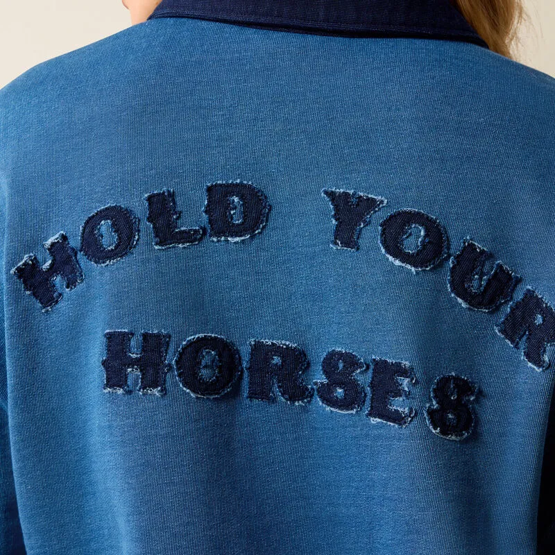 Ariat Ladies Hold Your Horses Sweatshirt - Indigo-3