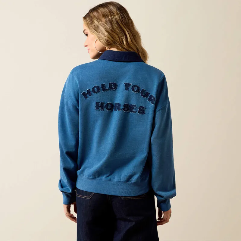 Ariat Ladies Hold Your Horses Sweatshirt - Indigo-1