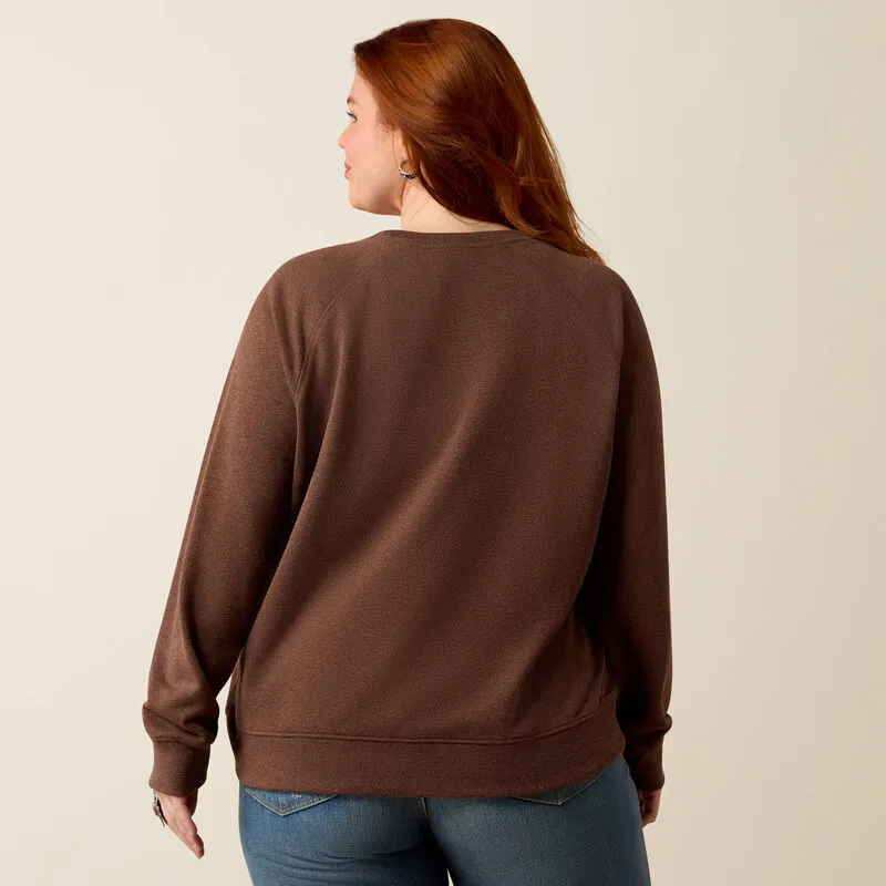 Ariat Ladies Essential Crew Sweatshirt - Chicory Coffee Heather-3