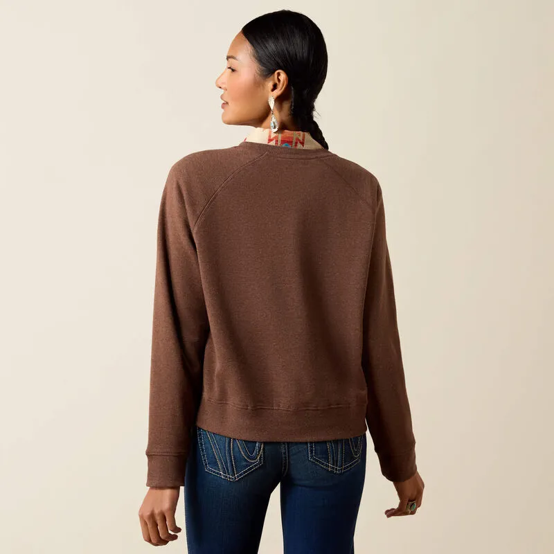 Ariat Ladies Essential Crew Sweatshirt - Chicory Coffee Heather-1