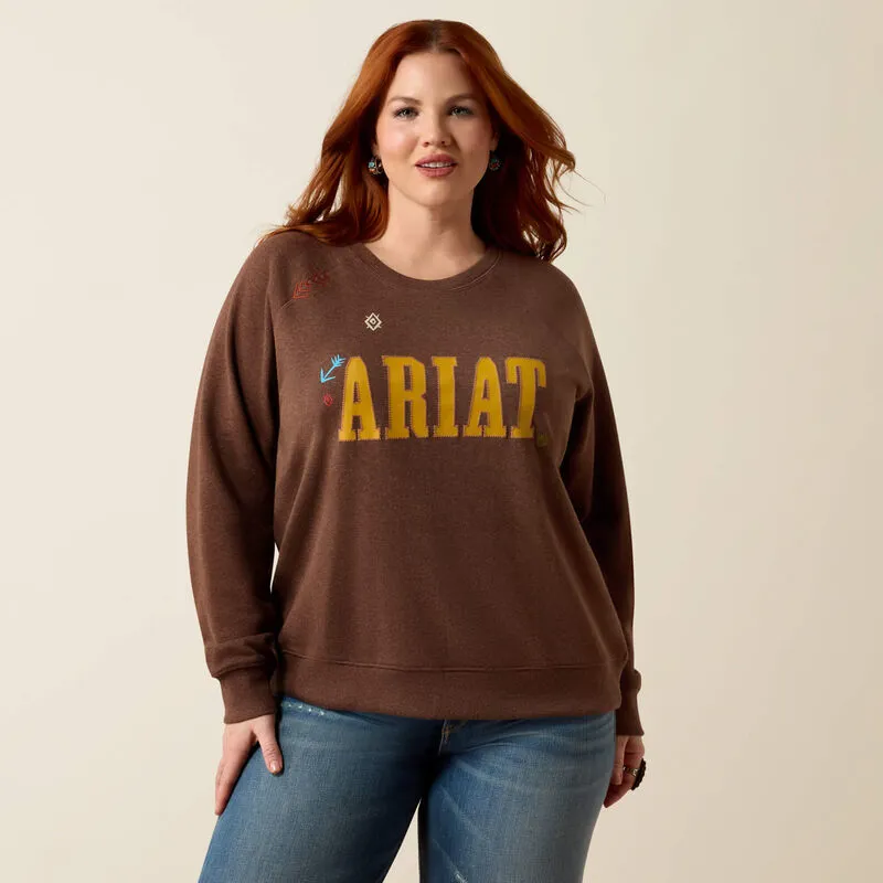 Ariat Ladies Essential Crew Sweatshirt - Chicory Coffee Heather-2