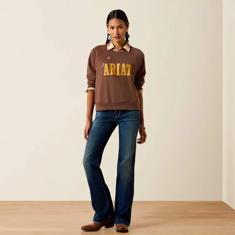 Ariat Ladies Essential Crew Sweatshirt - Chicory Coffee Heather-4