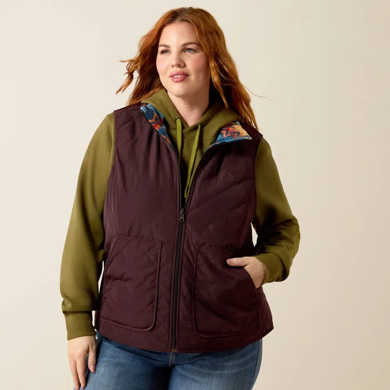 Ariat Ladies Dilon 2.0 Reversible Insulated Vest - Choc Plum/Lakeside SW-2