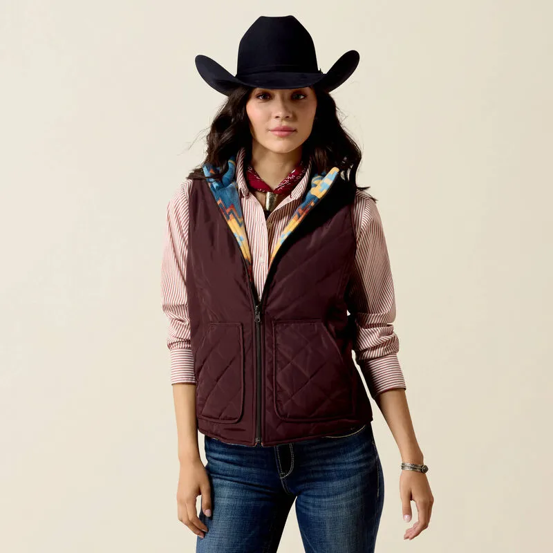 Ariat Ladies Dilon 2.0 Reversible Insulated Vest - Choc Plum/Lakeside SW
