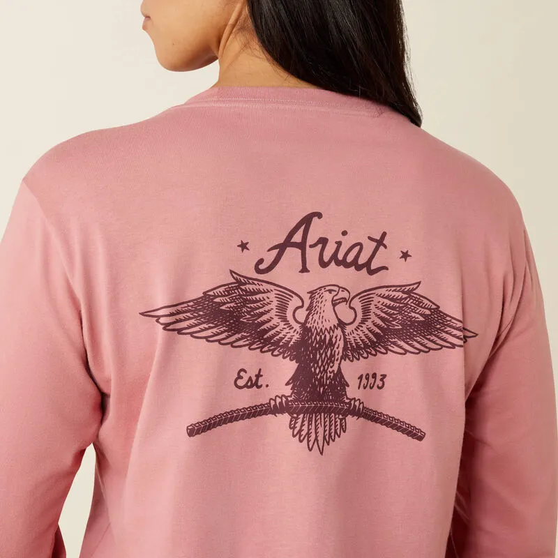 Ariat Ladies Rebar Cotton Strong Flying Eagle Long Sleeve T-Shirt - Dusty Rose-4