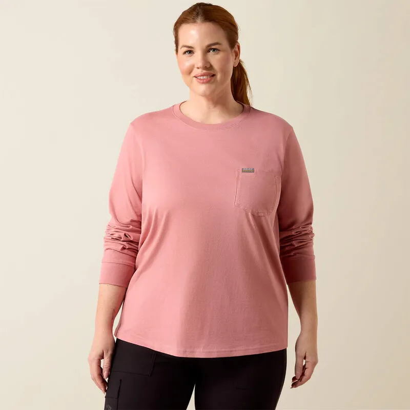 Ariat Ladies Rebar Cotton Strong Flying Eagle Long Sleeve T-Shirt - Dusty Rose-1