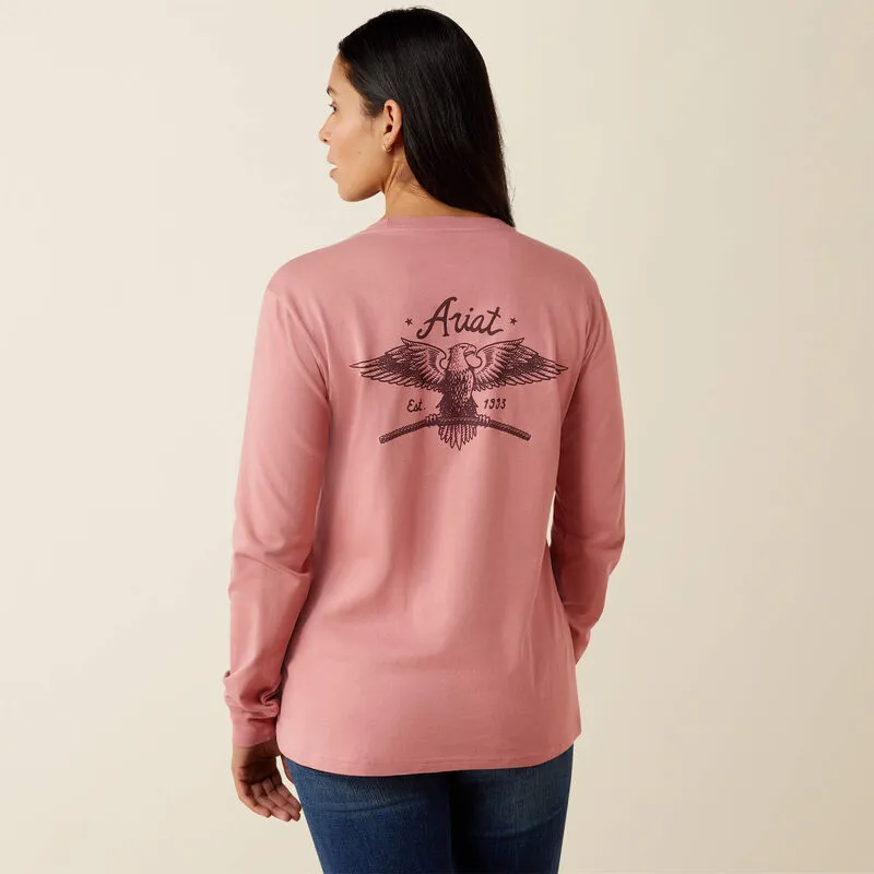 Ariat Ladies Rebar Cotton Strong Flying Eagle Long Sleeve T-Shirt - Dusty Rose-6